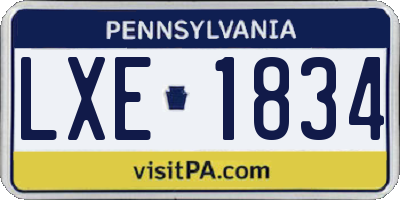 PA license plate LXE1834