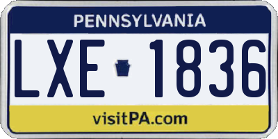 PA license plate LXE1836