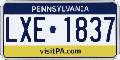 PA license plate LXE1837