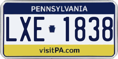 PA license plate LXE1838