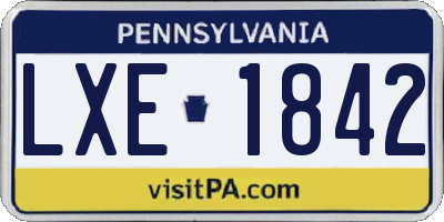 PA license plate LXE1842