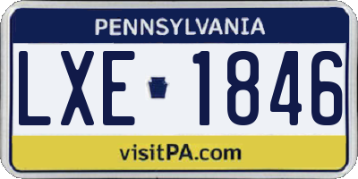PA license plate LXE1846