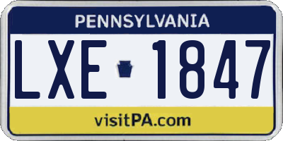 PA license plate LXE1847