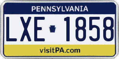PA license plate LXE1858