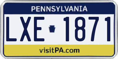 PA license plate LXE1871