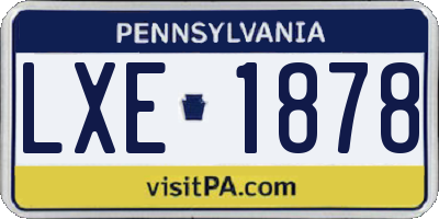 PA license plate LXE1878