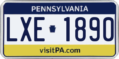 PA license plate LXE1890