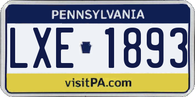 PA license plate LXE1893