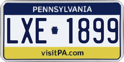 PA license plate LXE1899