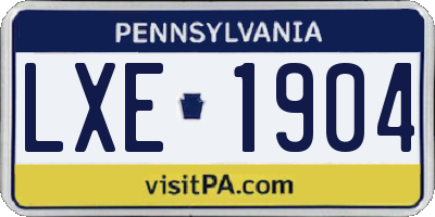 PA license plate LXE1904