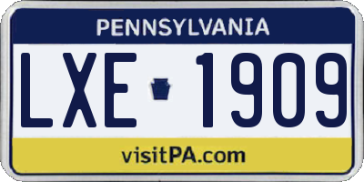 PA license plate LXE1909