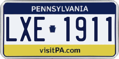 PA license plate LXE1911