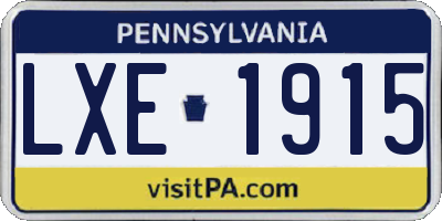 PA license plate LXE1915
