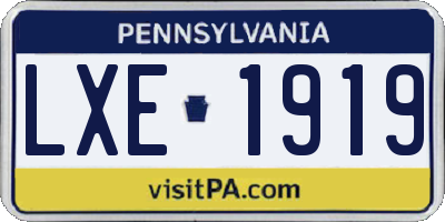 PA license plate LXE1919