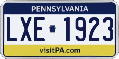 PA license plate LXE1923