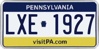 PA license plate LXE1927