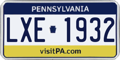 PA license plate LXE1932