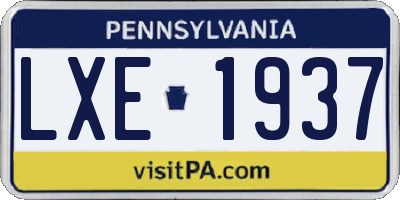 PA license plate LXE1937