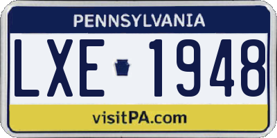 PA license plate LXE1948