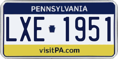 PA license plate LXE1951