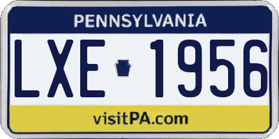 PA license plate LXE1956