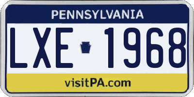 PA license plate LXE1968