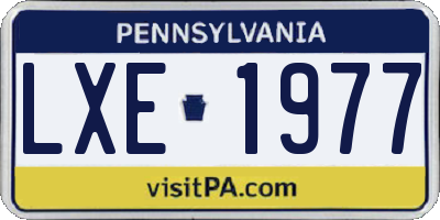 PA license plate LXE1977