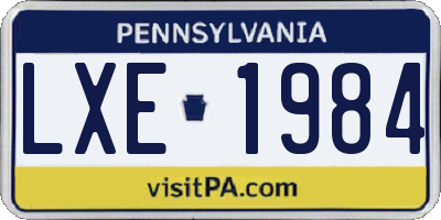PA license plate LXE1984