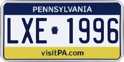 PA license plate LXE1996