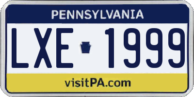 PA license plate LXE1999