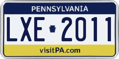 PA license plate LXE2011