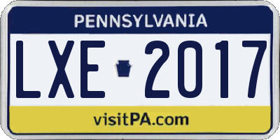 PA license plate LXE2017