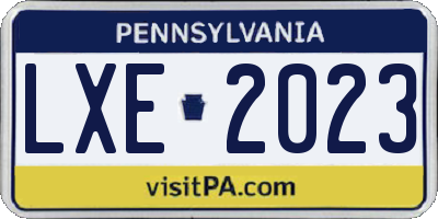 PA license plate LXE2023