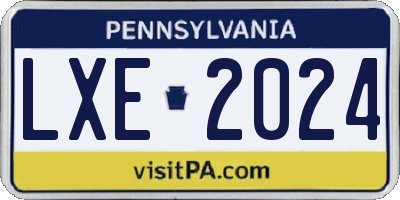 PA license plate LXE2024