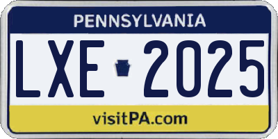 PA license plate LXE2025