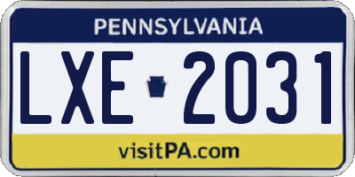 PA license plate LXE2031
