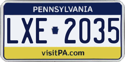 PA license plate LXE2035