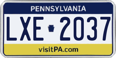 PA license plate LXE2037