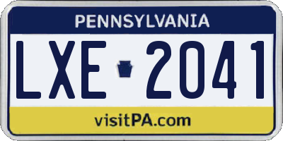 PA license plate LXE2041