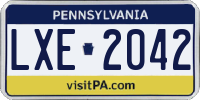 PA license plate LXE2042