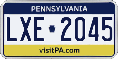 PA license plate LXE2045