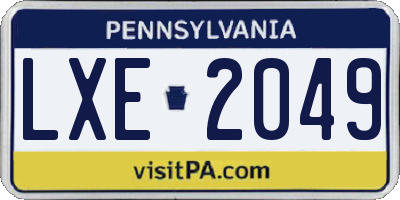 PA license plate LXE2049