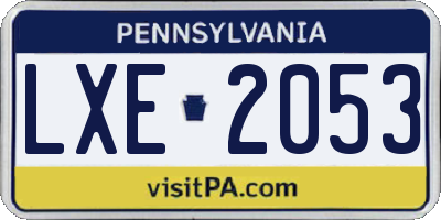 PA license plate LXE2053