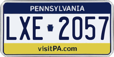 PA license plate LXE2057