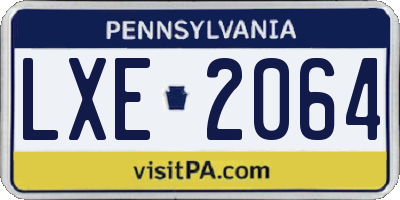 PA license plate LXE2064