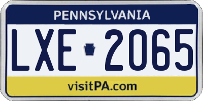 PA license plate LXE2065