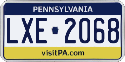 PA license plate LXE2068