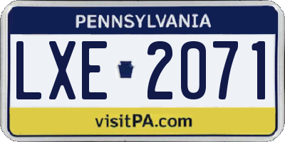 PA license plate LXE2071