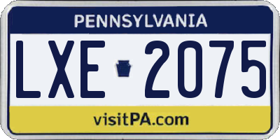 PA license plate LXE2075