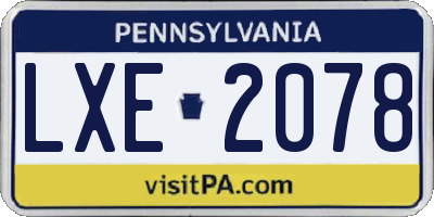 PA license plate LXE2078